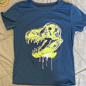 Cat & Jack Blue Dru Fit Tee with Neon Dinosaur Boys Size Medium